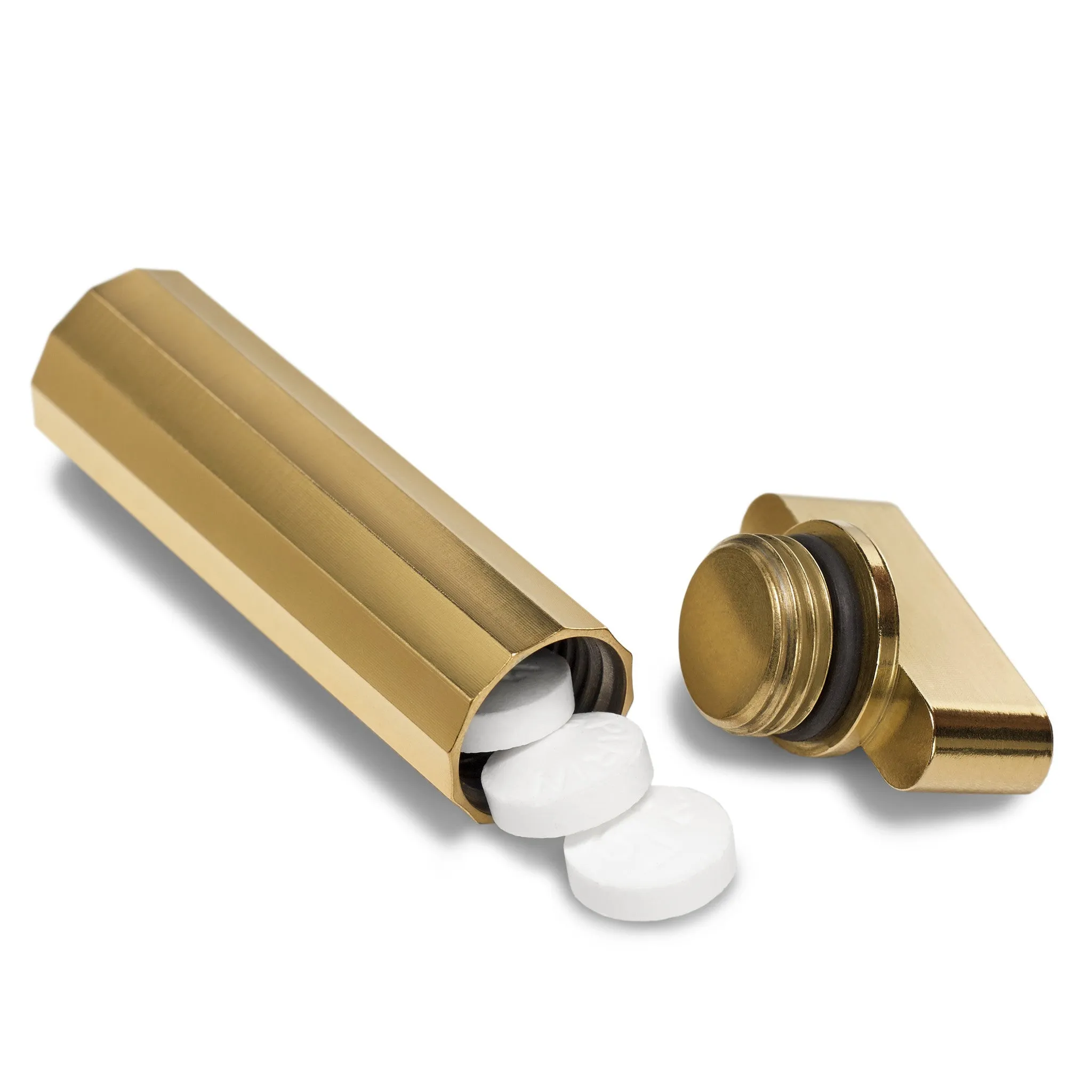 Faceted Gold Keychain Pill Holder