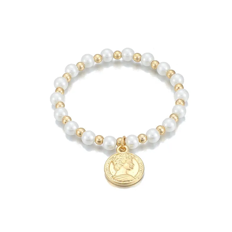 Fashion Gold Color Beads Pearl Star Multilayer 6pcs/set for Women