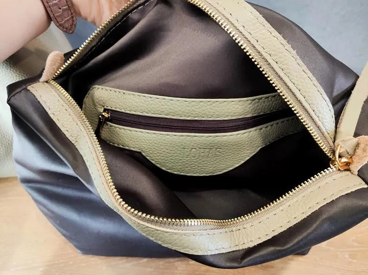Fashion Womens Black Leather Tote Bag Vertical Brown Shoulder Tote Bag Bucket Tote For Women