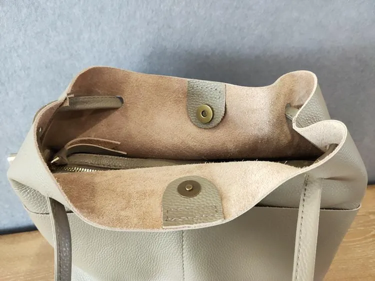 Fashion Womens Black Leather Tote Bag Vertical Brown Shoulder Tote Bag Bucket Tote For Women