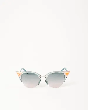Fendi Blue FF 0041/N/S Orange Pyramid Cat Eye Iridia Sunglasses