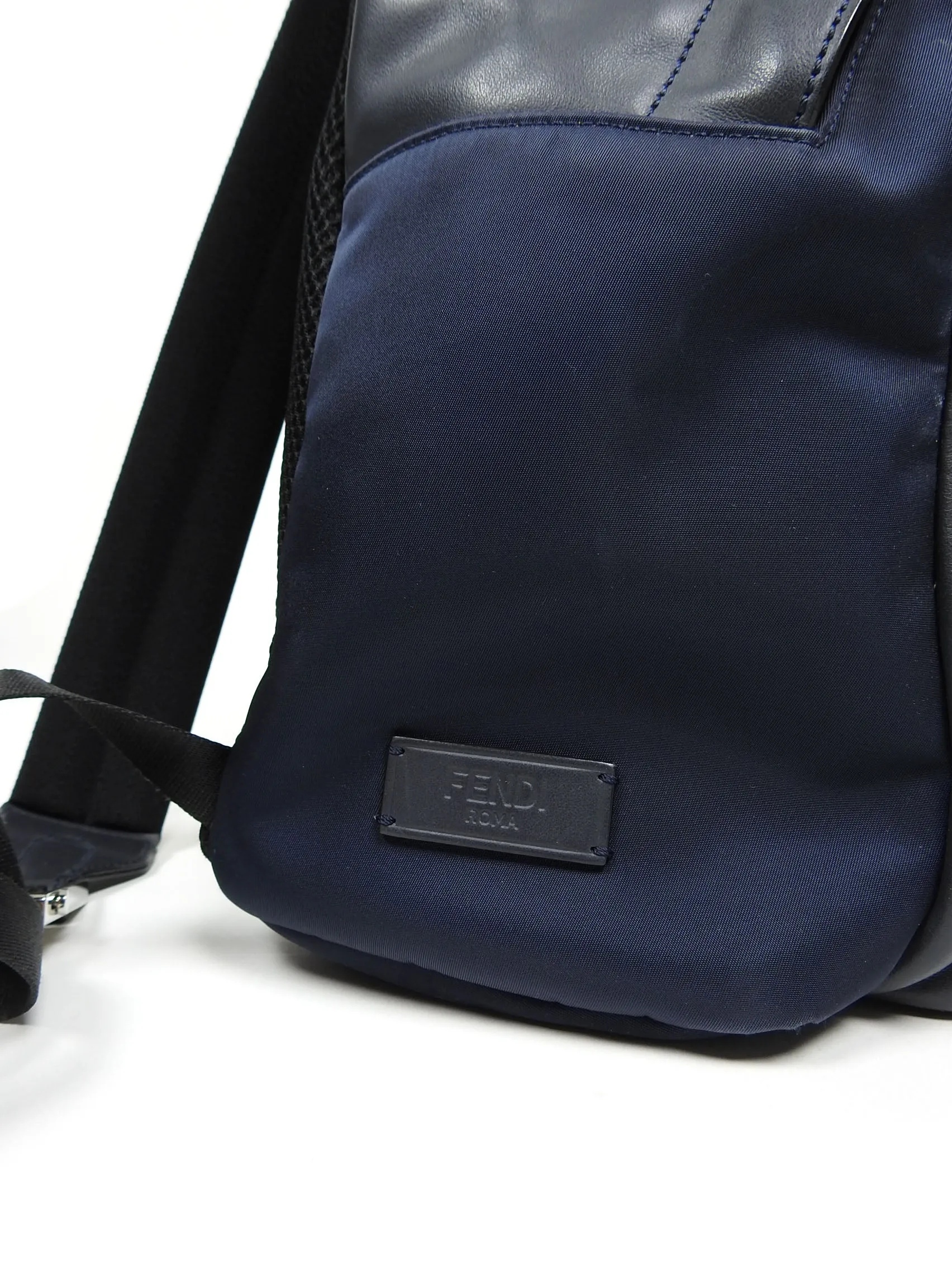 Fendi Navy Nylon/Calf Leather Backpack