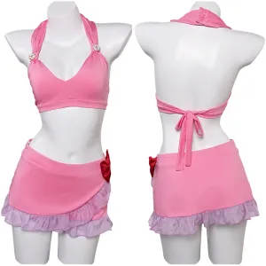 Final Fantasy VII Aerith Gainsborough Original Pink Split Swimsuit Swimwear Cosplay Costume Outfits Halloween Carnival Suit