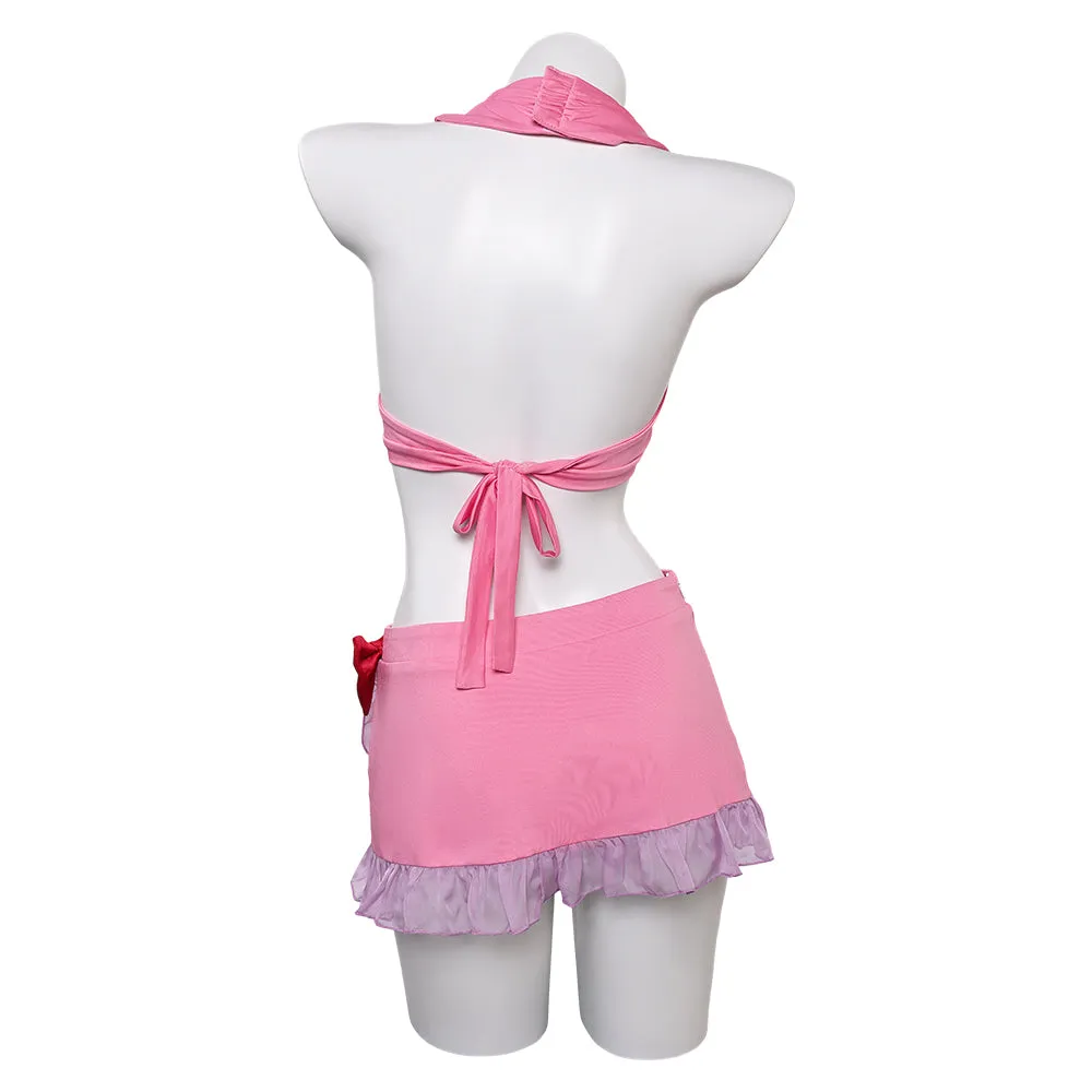 Final Fantasy VII Aerith Gainsborough Original Pink Split Swimsuit Swimwear Cosplay Costume Outfits Halloween Carnival Suit