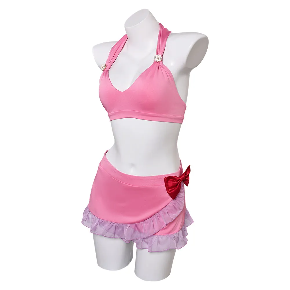 Final Fantasy VII Aerith Gainsborough Original Pink Split Swimsuit Swimwear Cosplay Costume Outfits Halloween Carnival Suit