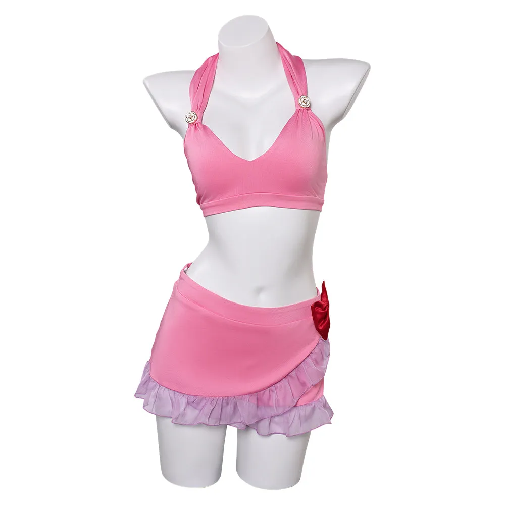 Final Fantasy VII Aerith Gainsborough Original Pink Split Swimsuit Swimwear Cosplay Costume Outfits Halloween Carnival Suit