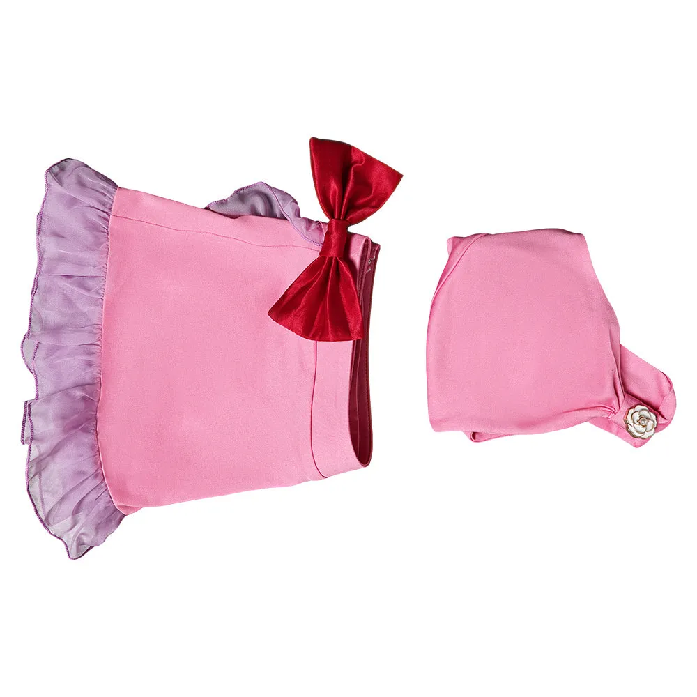Final Fantasy VII Aerith Gainsborough Original Pink Split Swimsuit Swimwear Cosplay Costume Outfits Halloween Carnival Suit