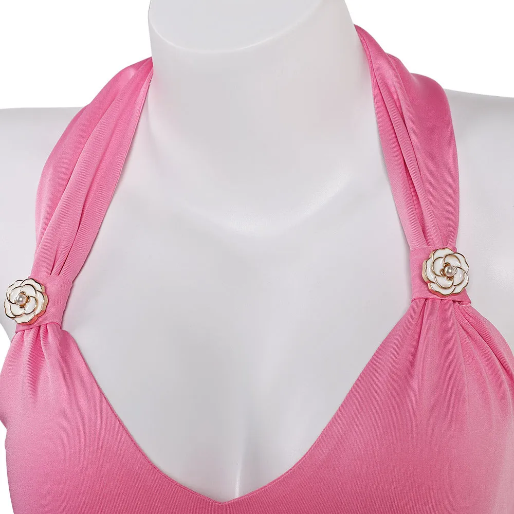 Final Fantasy VII Aerith Gainsborough Original Pink Split Swimsuit Swimwear Cosplay Costume Outfits Halloween Carnival Suit