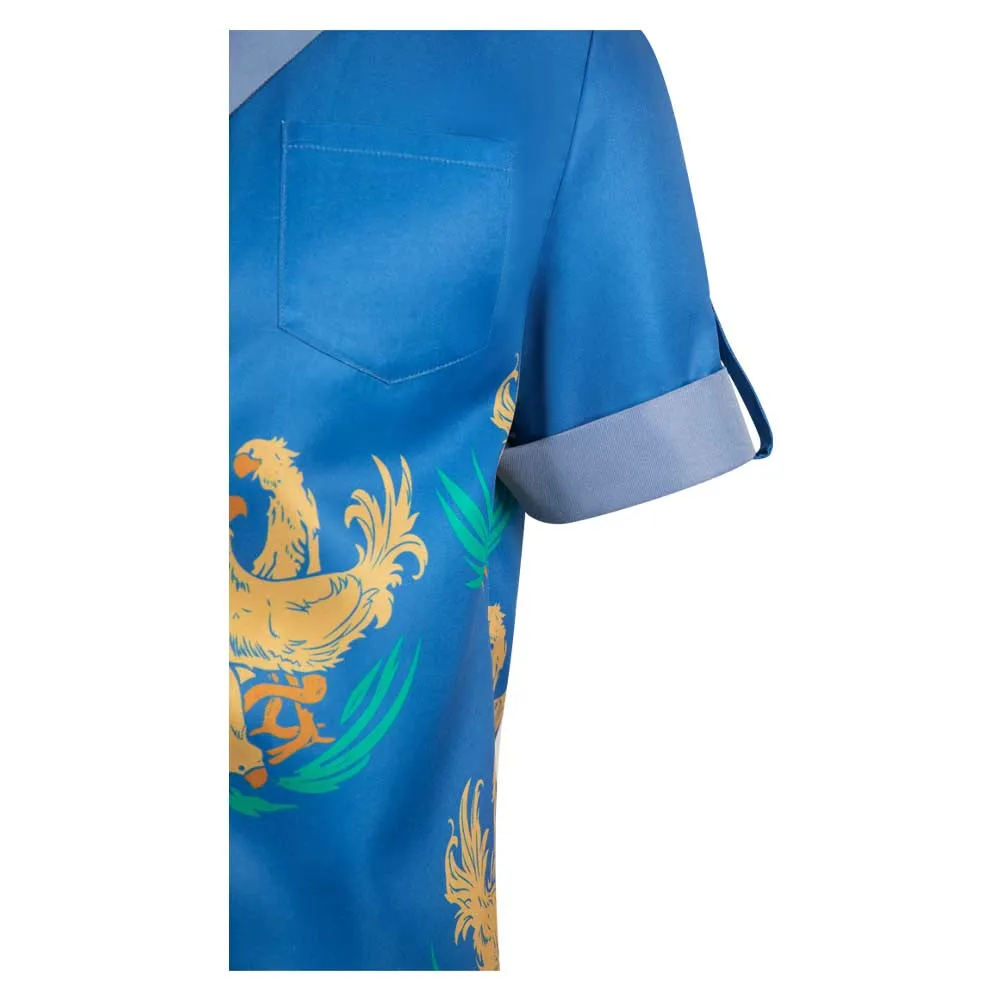 Final Fantasy VII Cloud Chocobo Printed Blue Beach Shirt Cosplay Costume Outfits Halloween Carnival Suit