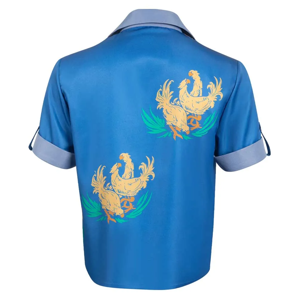 Final Fantasy VII Cloud Chocobo Printed Blue Beach Shirt Cosplay Costume Outfits Halloween Carnival Suit