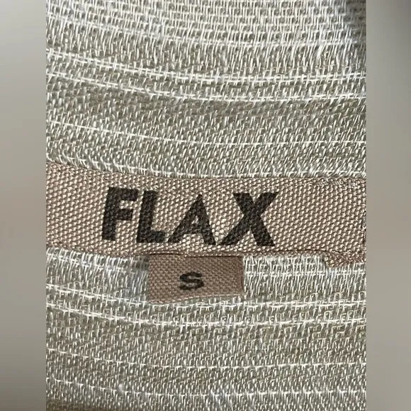 FLAX Gray Taupe Linen Gauzy Striped Open Draped Cardigan Lagenlook small