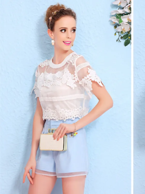 floral embroideries two pieces set