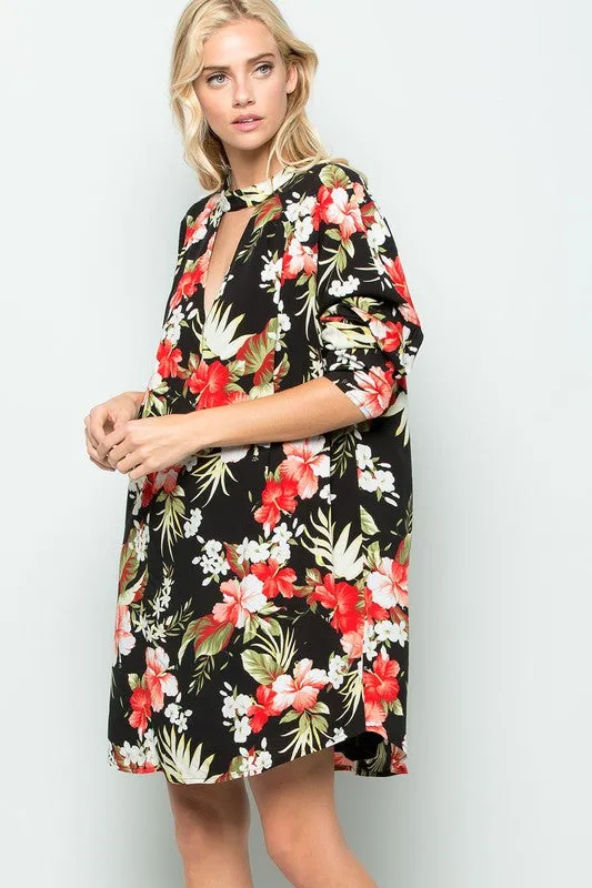 FLORAL KEYHOLE DR BLACK*