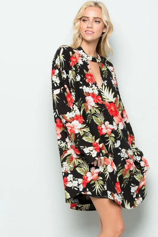 FLORAL KEYHOLE DR BLACK*