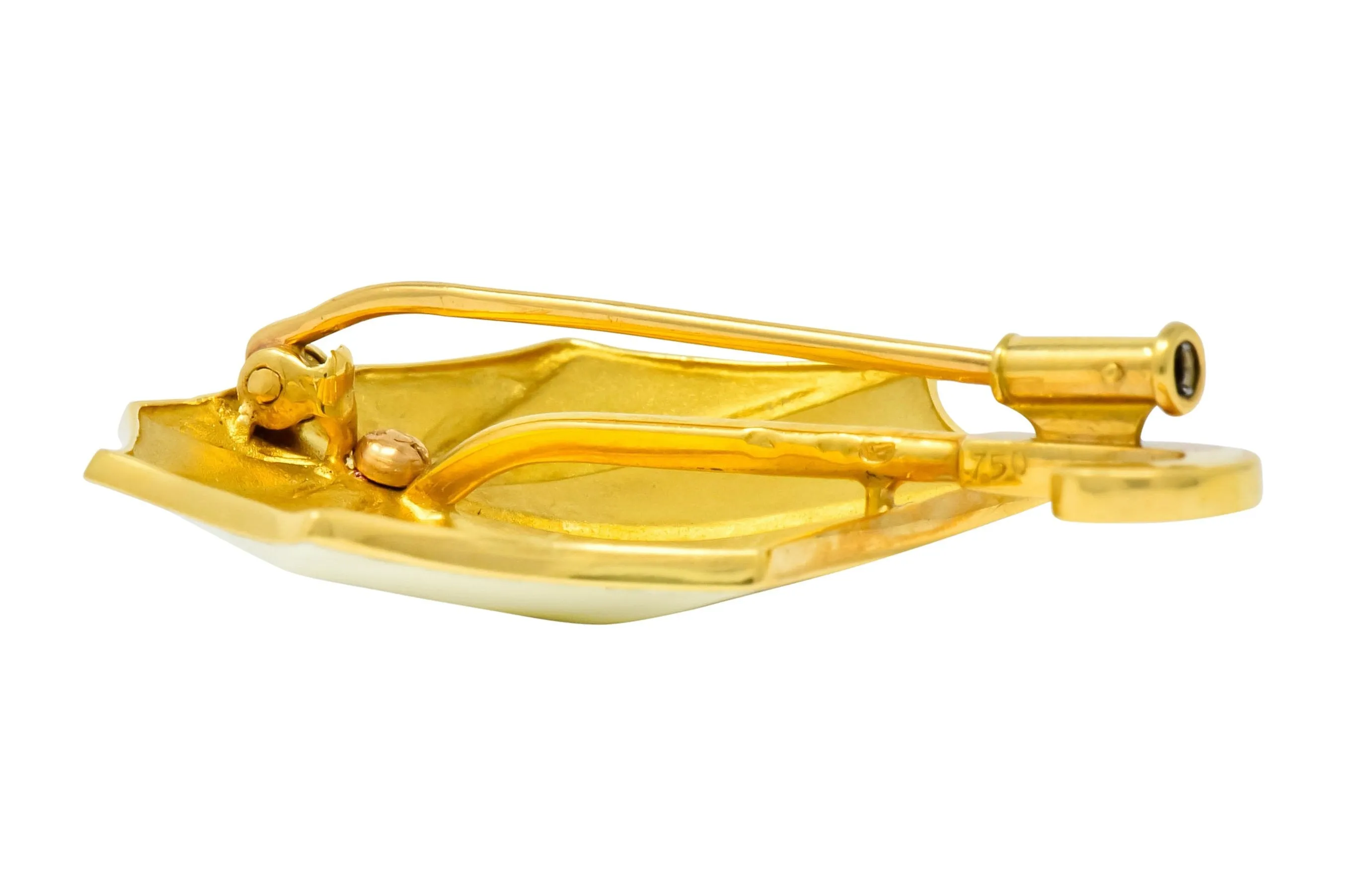 Fred Joaillier French Retro Sapphire 18 Karat Gold Enamel Umbrella Brooch