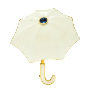 Fred Joaillier French Retro Sapphire 18 Karat Gold Enamel Umbrella Brooch