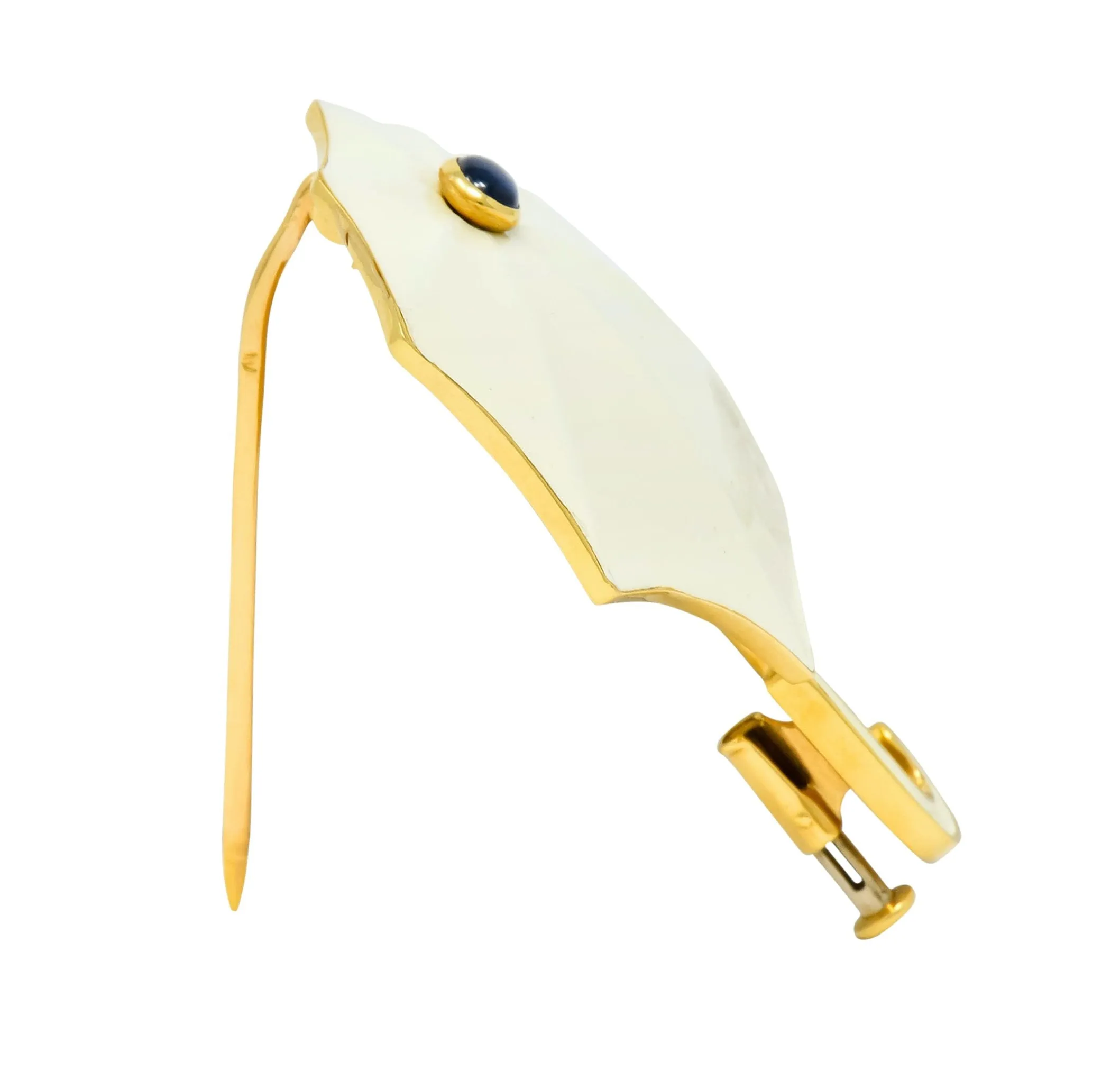 Fred Joaillier French Retro Sapphire 18 Karat Gold Enamel Umbrella Brooch