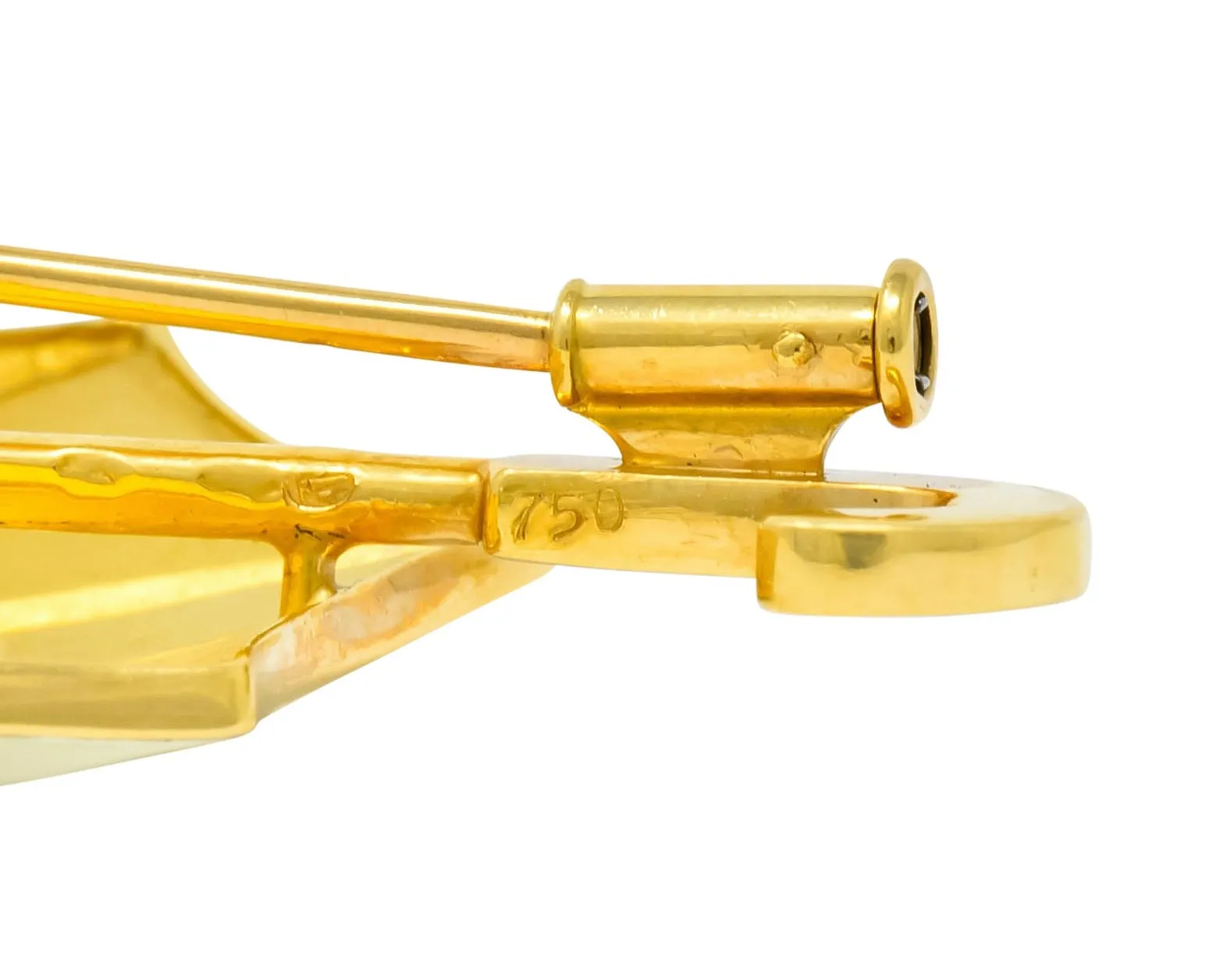 Fred Joaillier French Retro Sapphire 18 Karat Gold Enamel Umbrella Brooch