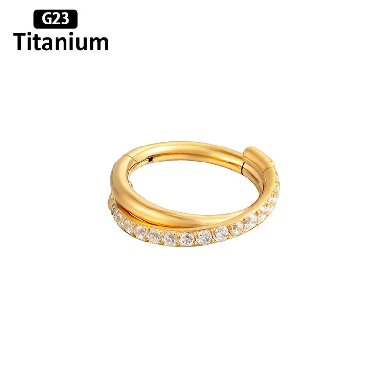 G23 Titanium Stone Hinged Segment Hoops - Piercing Body Jewelry