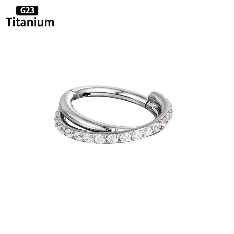 G23 Titanium Stone Hinged Segment Hoops - Piercing Body Jewelry