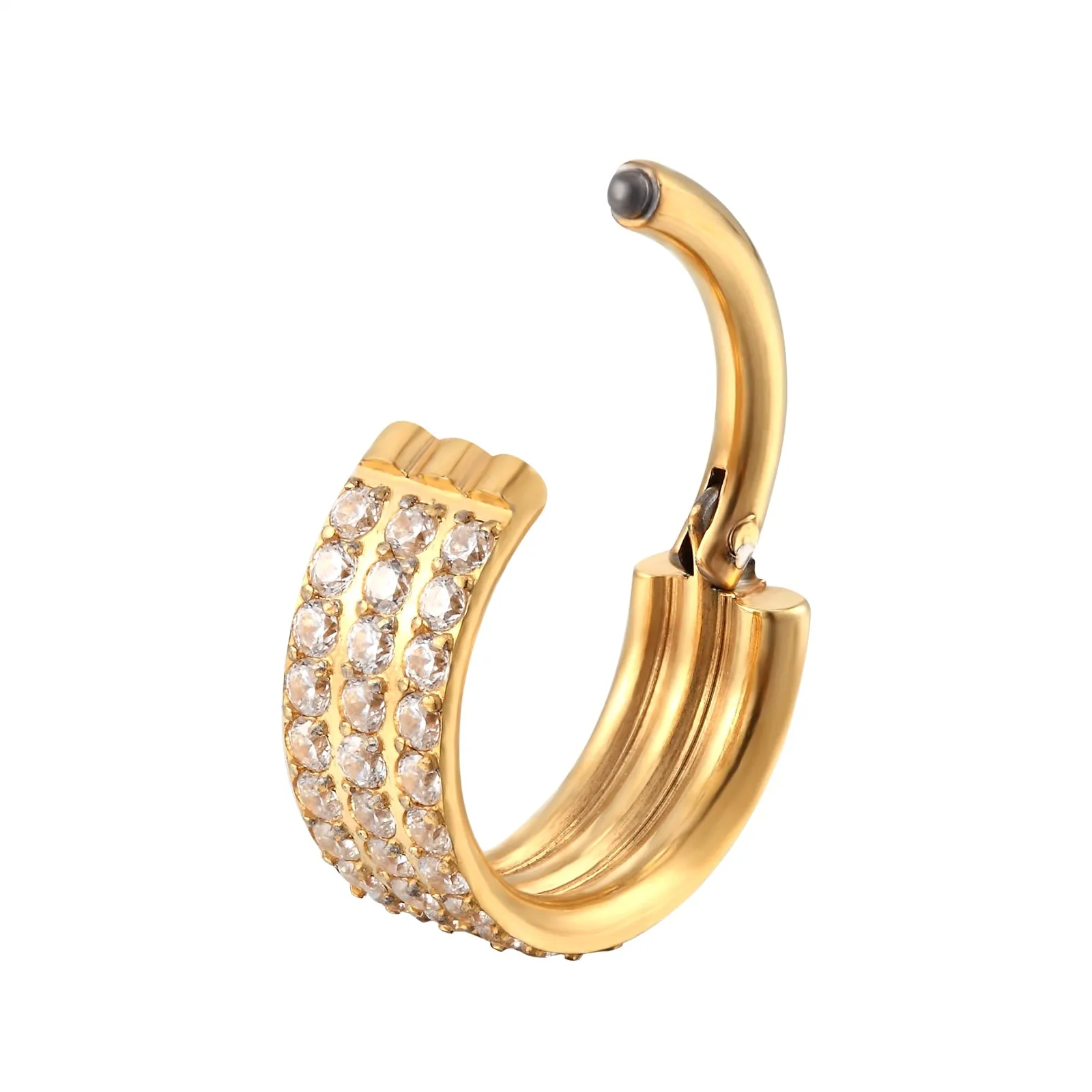 G23 Titanium Stone Hinged Segment Hoops - Piercing Body Jewelry