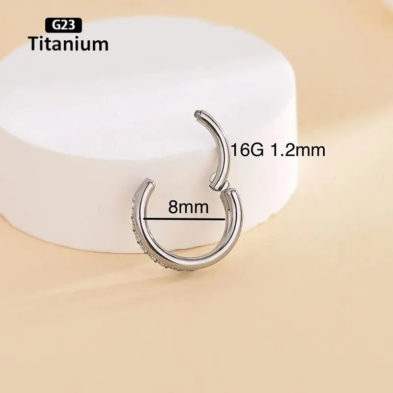 G23 Titanium Stone Hinged Segment Hoops - Piercing Body Jewelry