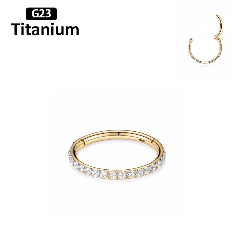 G23 Titanium Stone Hinged Segment Hoops - Piercing Body Jewelry