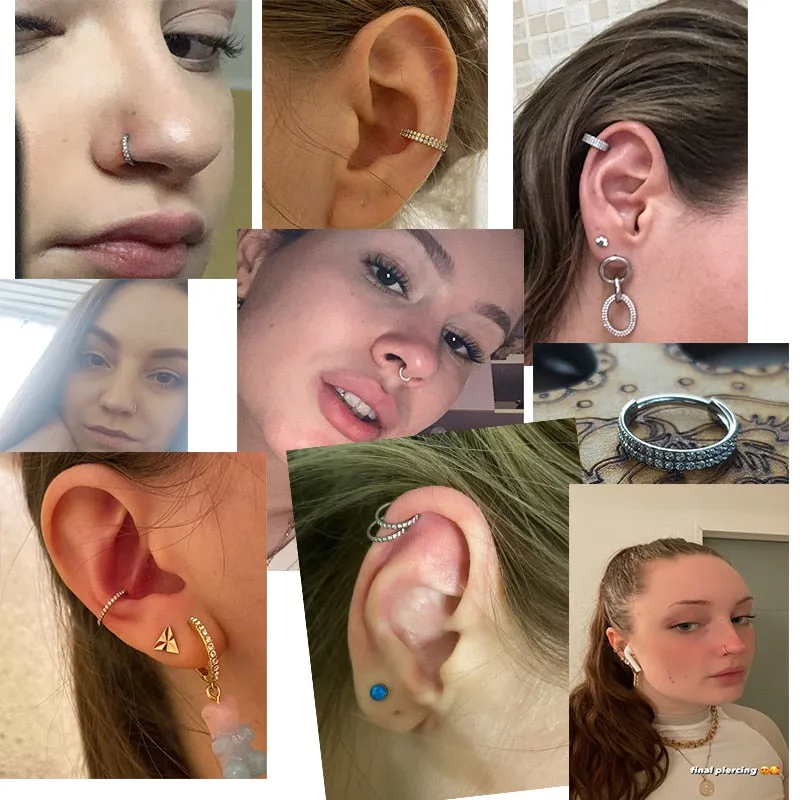 G23 Titanium Stone Hinged Segment Hoops - Piercing Body Jewelry