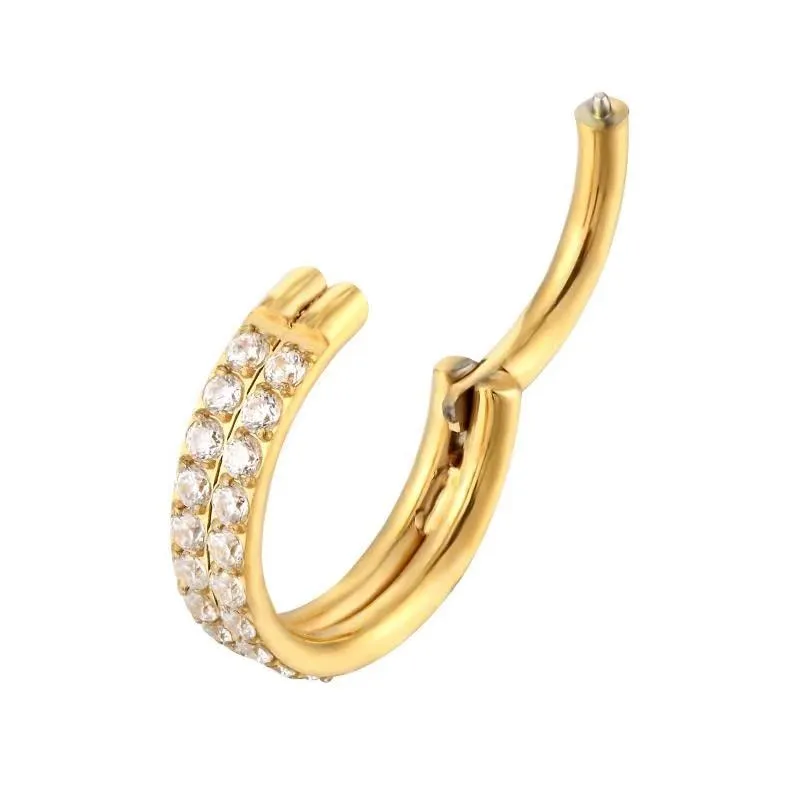 G23 Titanium Stone Hinged Segment Hoops - Piercing Body Jewelry