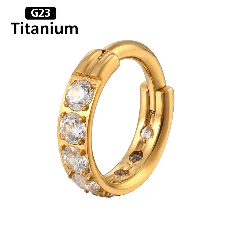 G23 Titanium Stone Hinged Segment Hoops - Piercing Body Jewelry