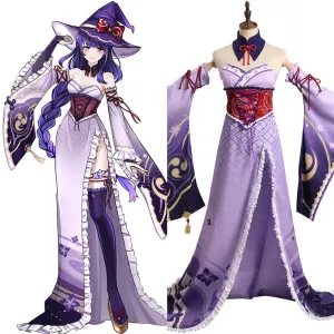 Genshin Impact Raiden Shogun Cosplay Costume Witch Dress Outfits Halloween Carnival Suit