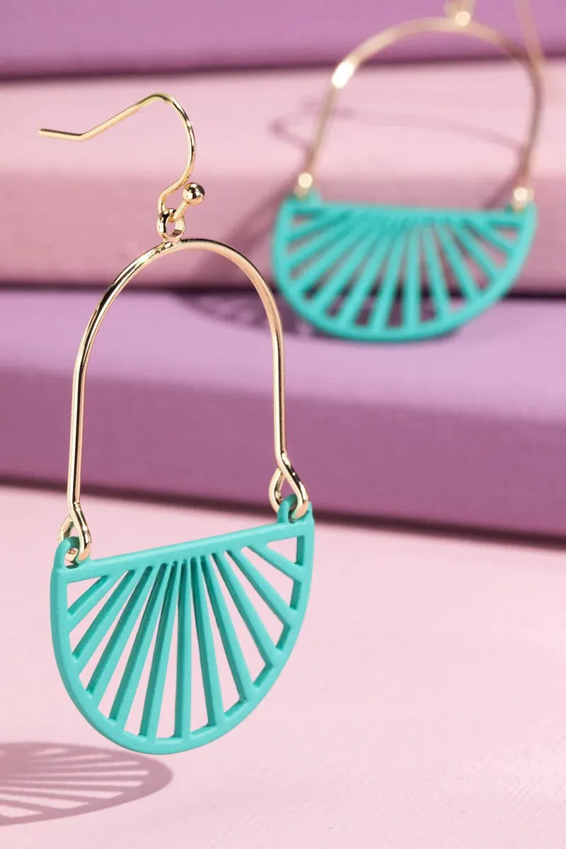 Geometric Half Circle Color Coated Earrings
