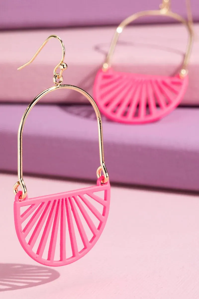 Geometric Half Circle Color Coated Earrings
