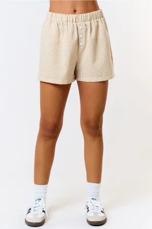 Girly gingham Shorts Tan