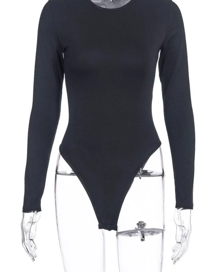 GlamAura® Women's Sexy Square Neck Bodysuit: Long Sleeve Double Lined Shirt Tops for Alluring Style