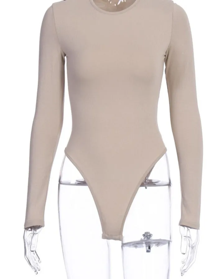 GlamAura® Women's Sexy Square Neck Bodysuit: Long Sleeve Double Lined Shirt Tops for Alluring Style