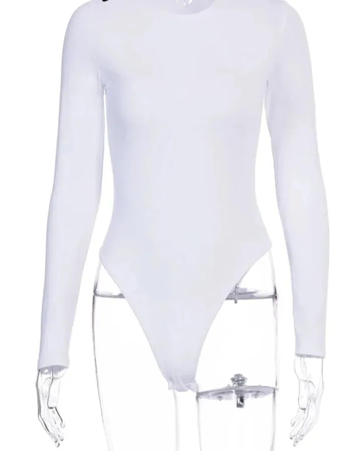 GlamAura® Women's Sexy Square Neck Bodysuit: Long Sleeve Double Lined Shirt Tops for Alluring Style
