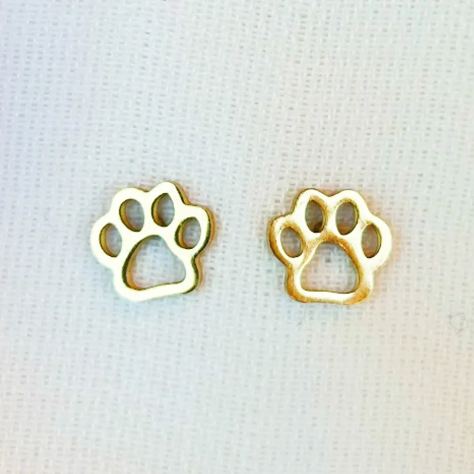Gold pawprint stud earrings