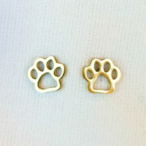 Gold pawprint stud earrings
