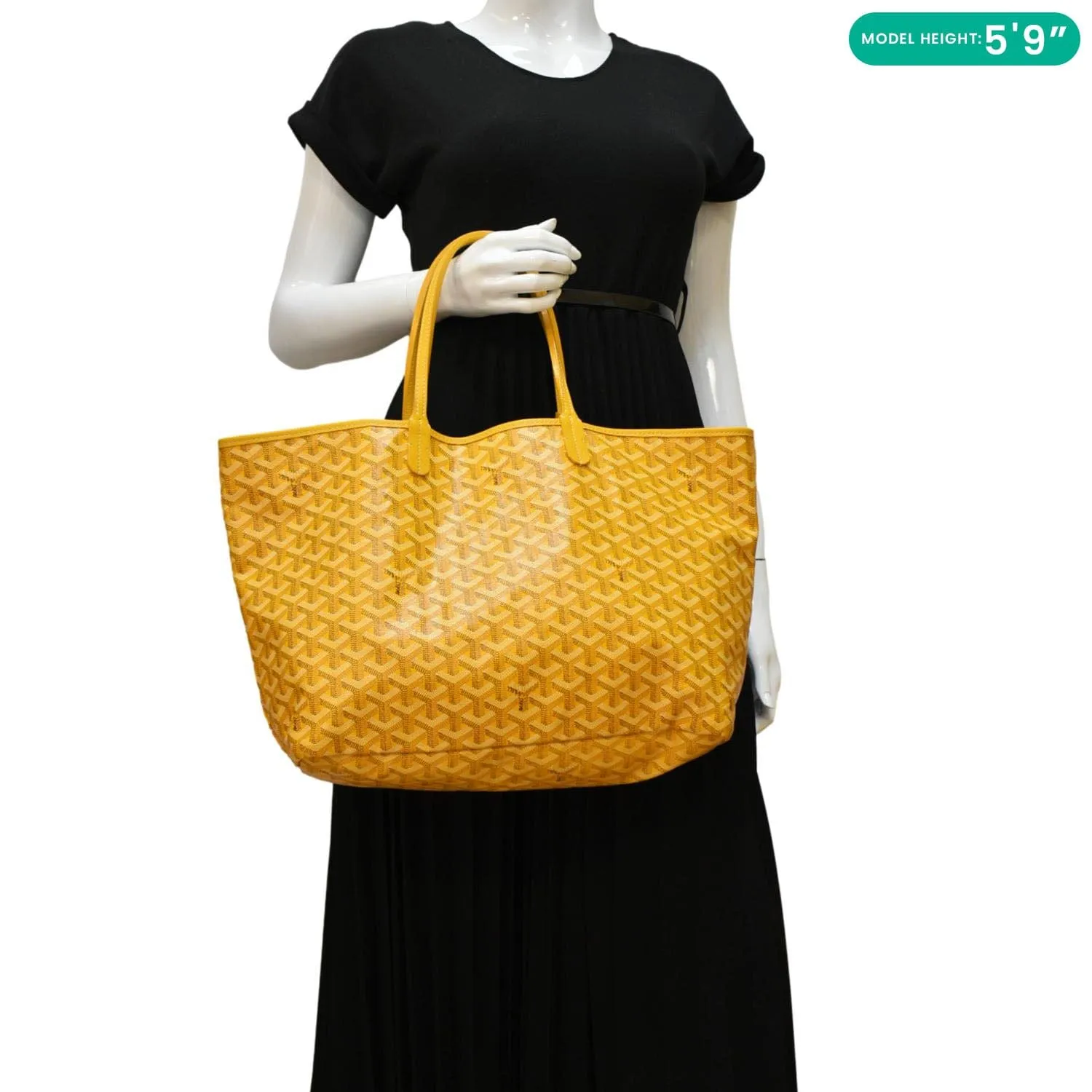 GOYARD Saint Louis PM Chevron Print Canvas Tote Bag Yellow