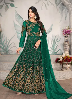 Green Kalidar Embroidered Designer Anarkali Suit