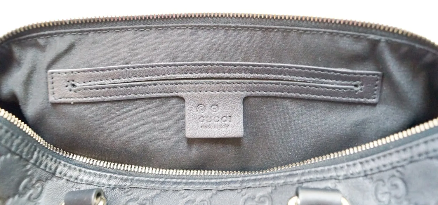 GUCCI 265697 GG Guccissima Leather Black Boston Bag