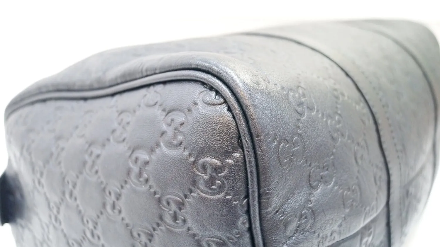 GUCCI 265697 GG Guccissima Leather Black Boston Bag