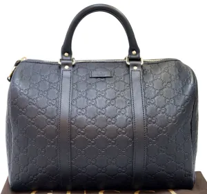 GUCCI 265697 GG Guccissima Leather Black Boston Bag