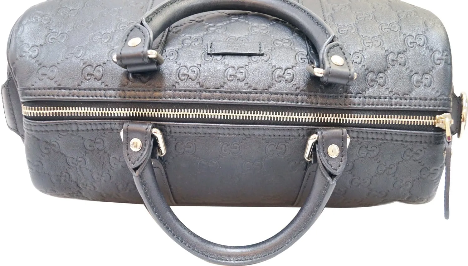 GUCCI 265697 GG Guccissima Leather Black Boston Bag