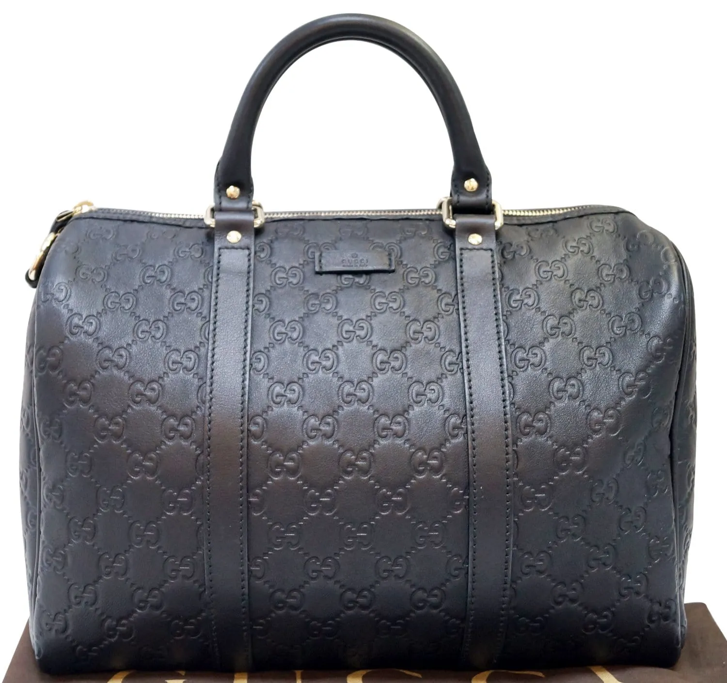 GUCCI 265697 GG Guccissima Leather Black Boston Bag