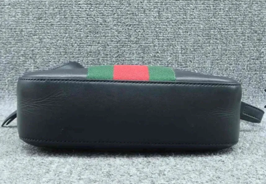 Gucci Bee Camera Black Leather Cross Body Bag