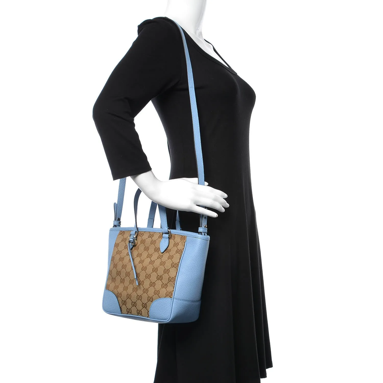 Gucci GG Canvas Small Bree Tote in Mineral Blue