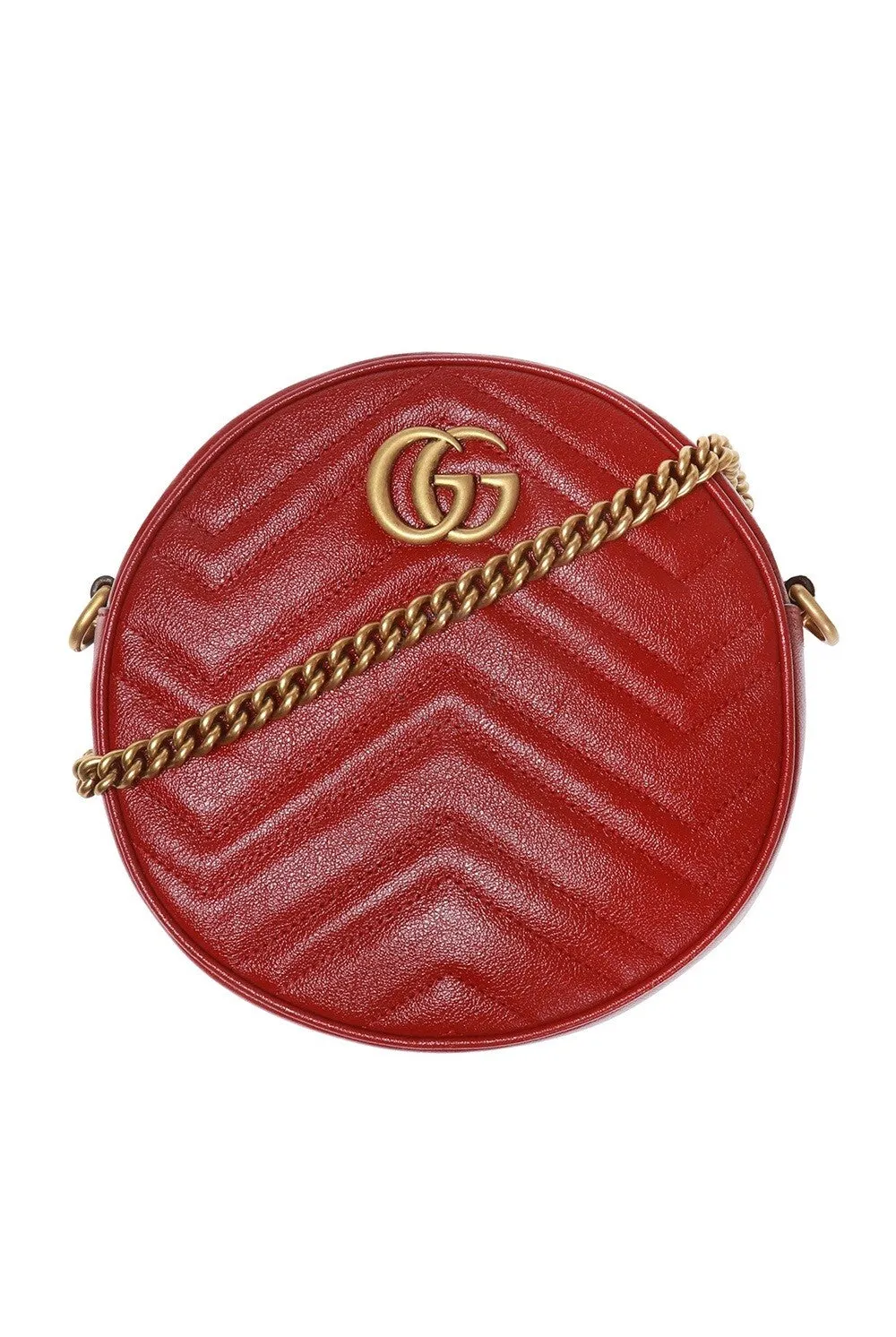 Gucci GG Mini Marmont Round Shoulder Bag in Red