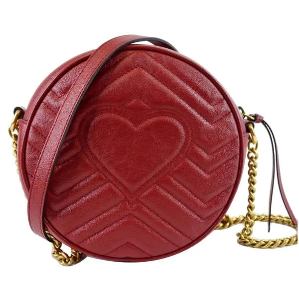 Gucci GG Mini Marmont Round Shoulder Bag in Red